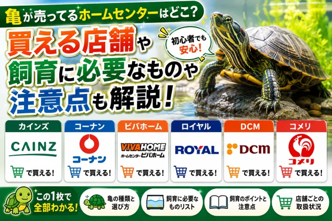 亀が売ってるホームセンターはどこ？カインズ・コーナンなど8店舗の取り扱いと価格一覧